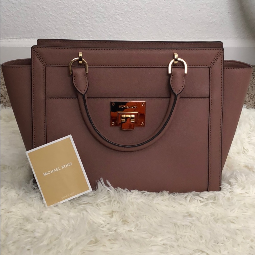 Michael Kors Tina Large Satchel- Dusty Mauve